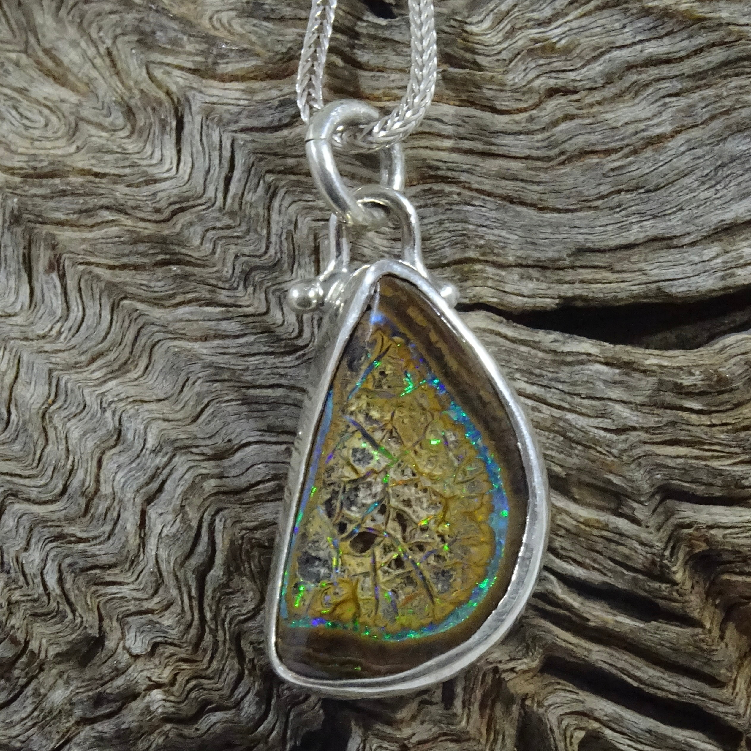 Yowah nut opal slice necklace
